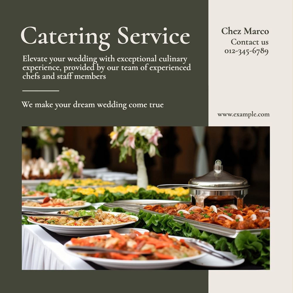 Catering service Facebook post template, editable design