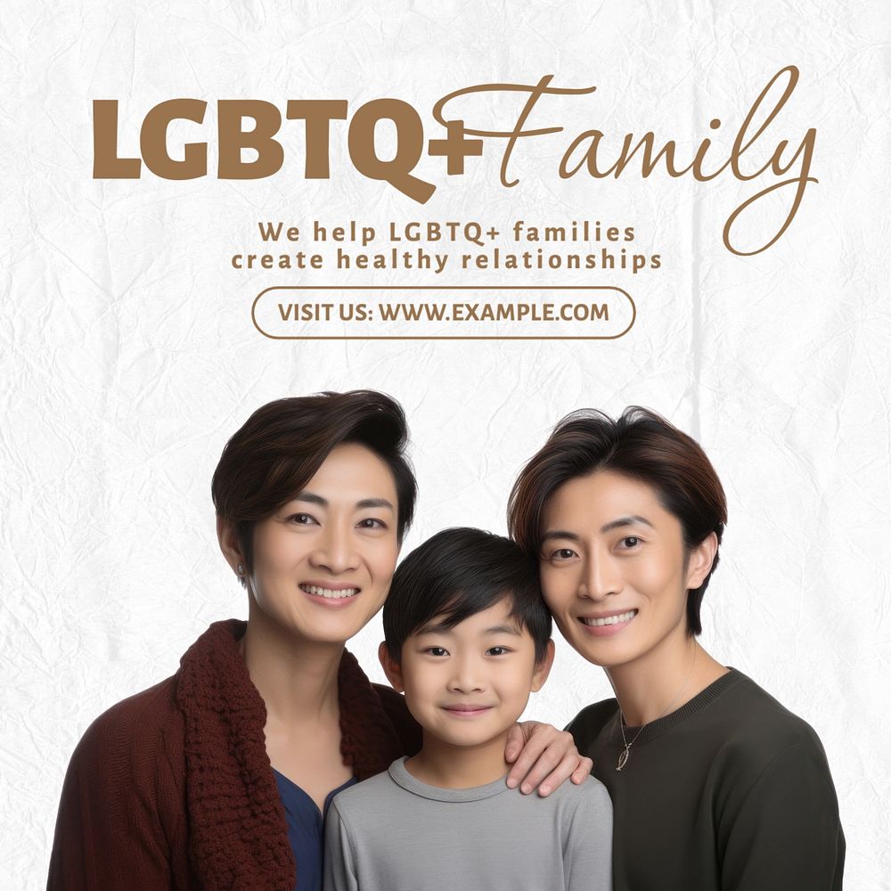 LGBTQ family Instagram post template, editable text