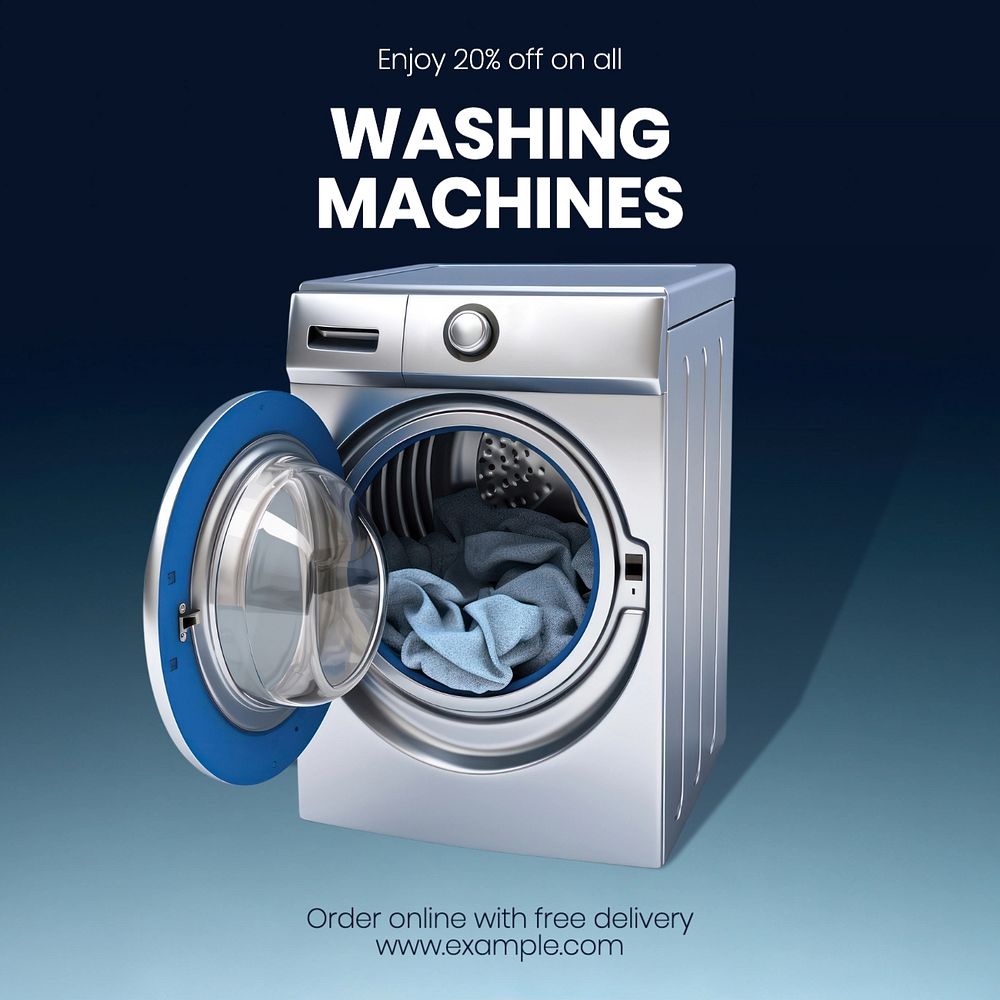 Washing machines Facebook post template, editable design