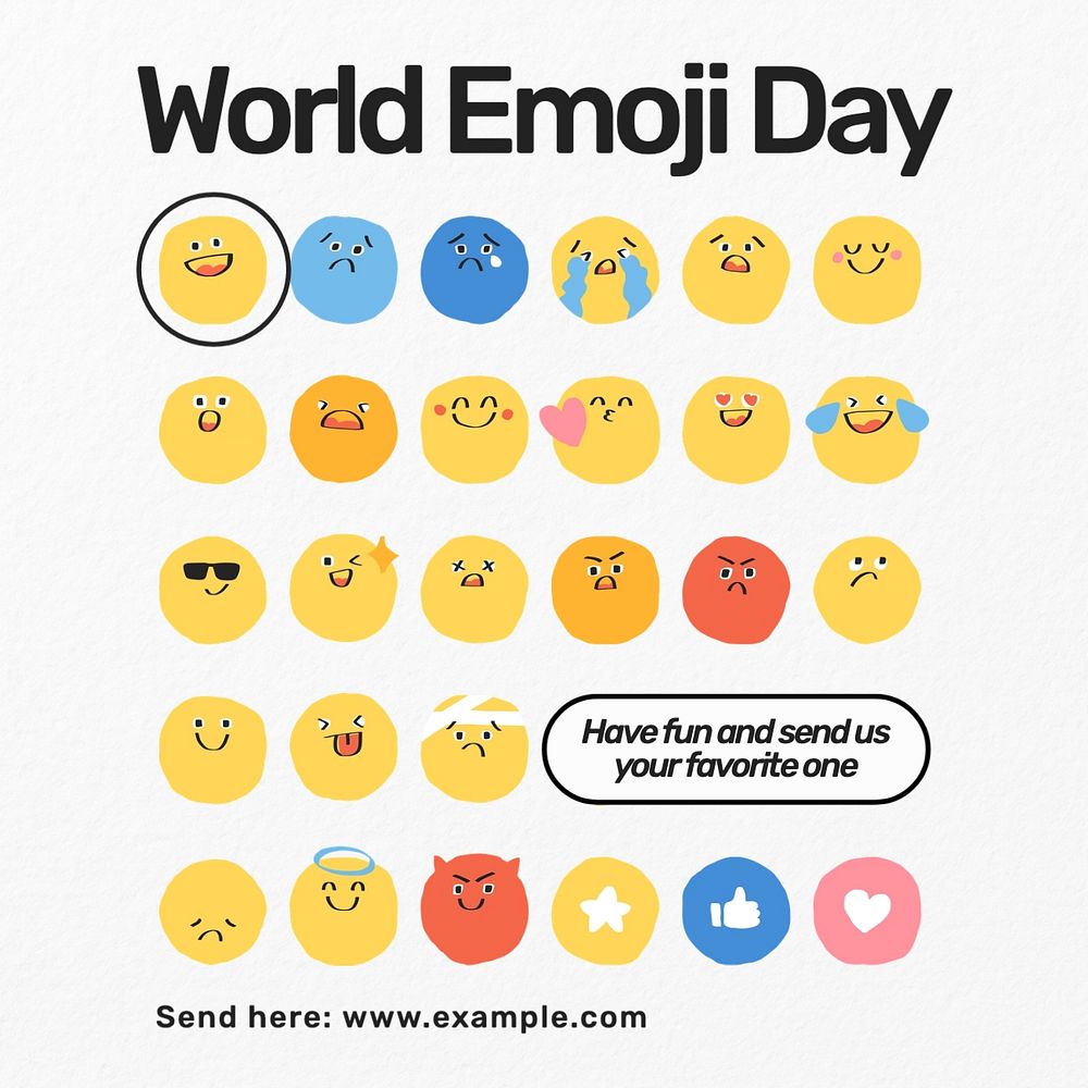 World emoji day Instagram post template, editable text