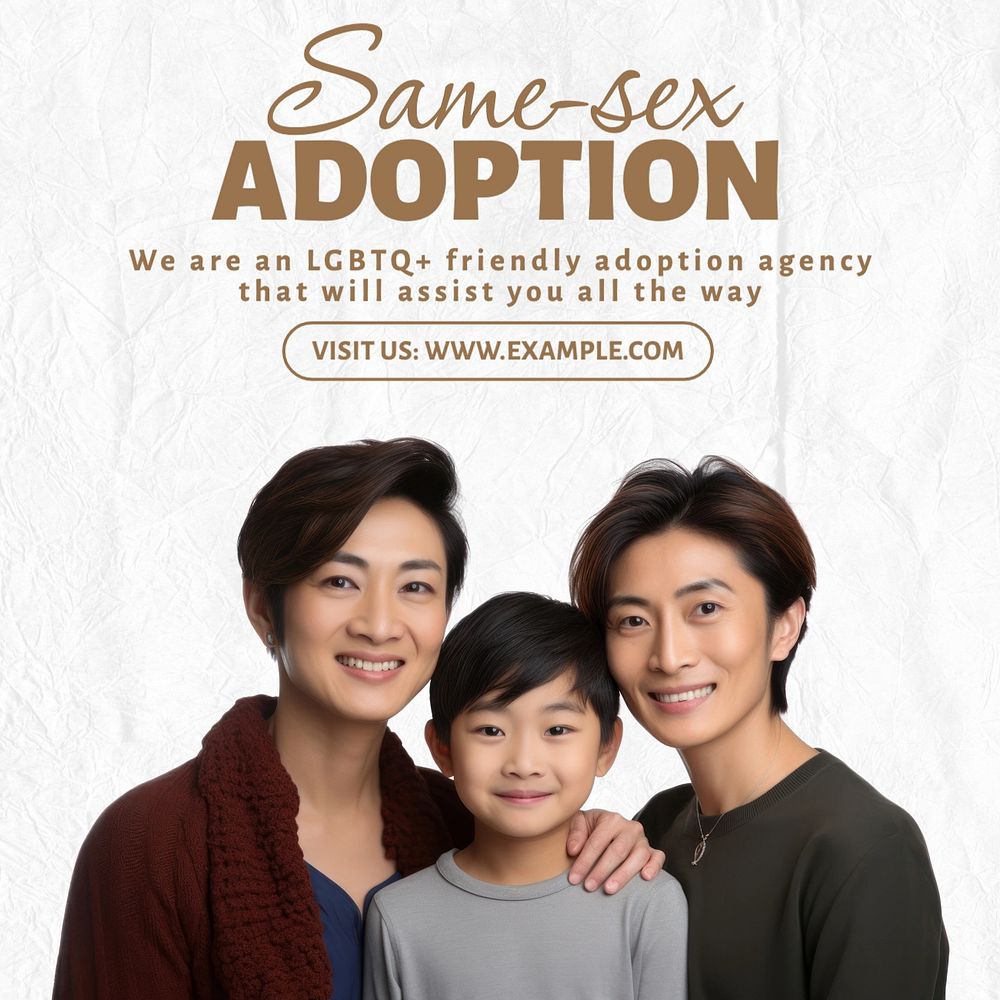 Same-sex adoption Instagram post template, editable text