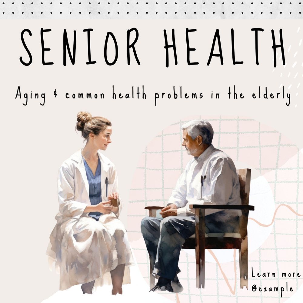 Senior health Facebook post template, editable design