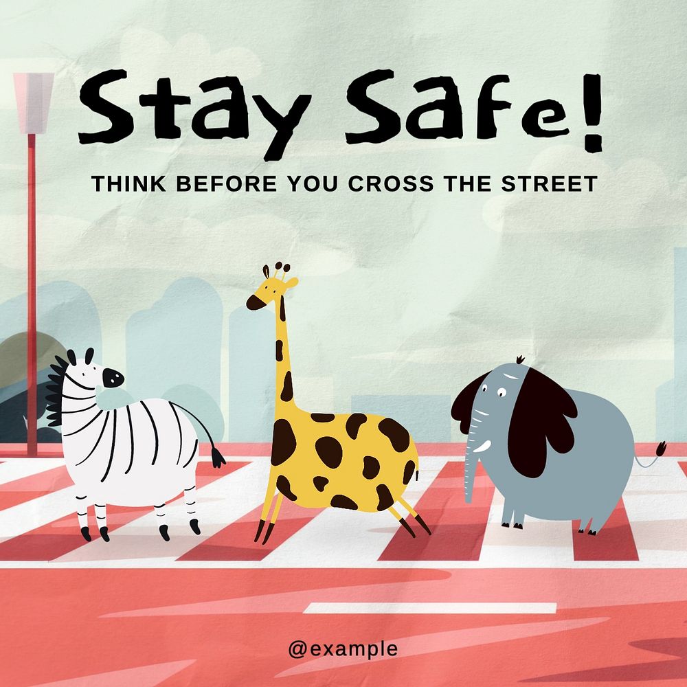 Pedestrian safety Instagram post template, editable text