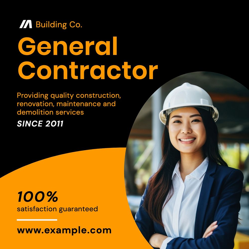 General contractor Facebook post template, editable design