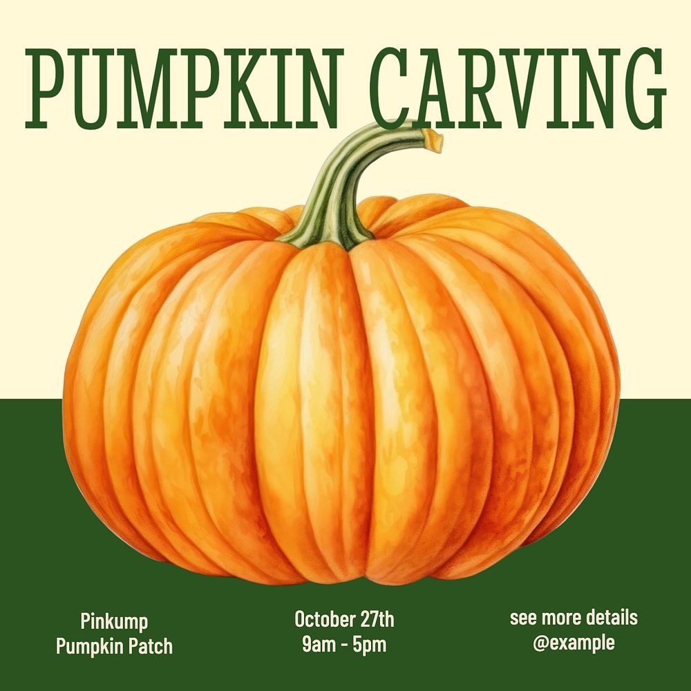 Pumpkin carving Instagram post template, editable text