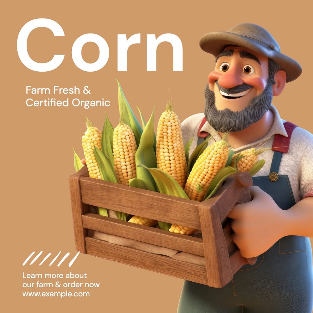 Corn farm Instagram post template, editable text