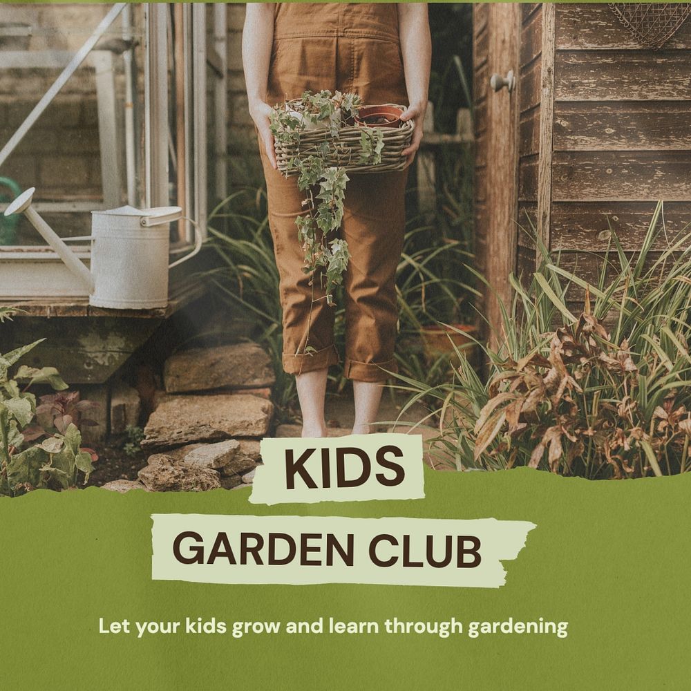 Kids garden club Instagram post template