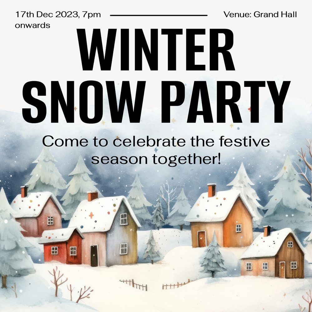 Winter snow party Instagram post template