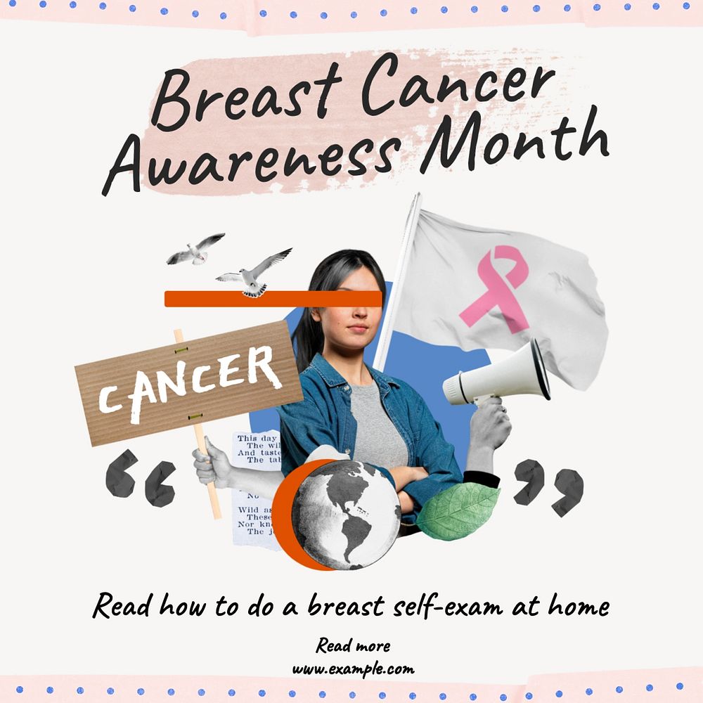 Breast cancer Facebook post template, editable design