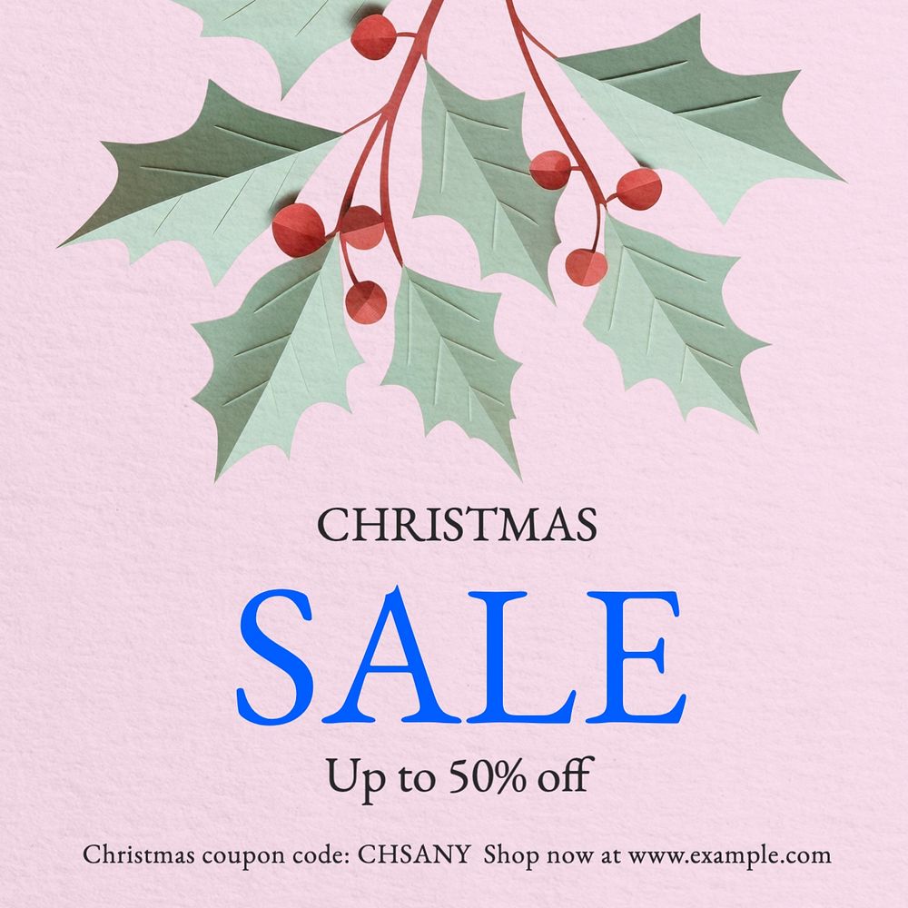 Christmas sale Instagram post template, editable text