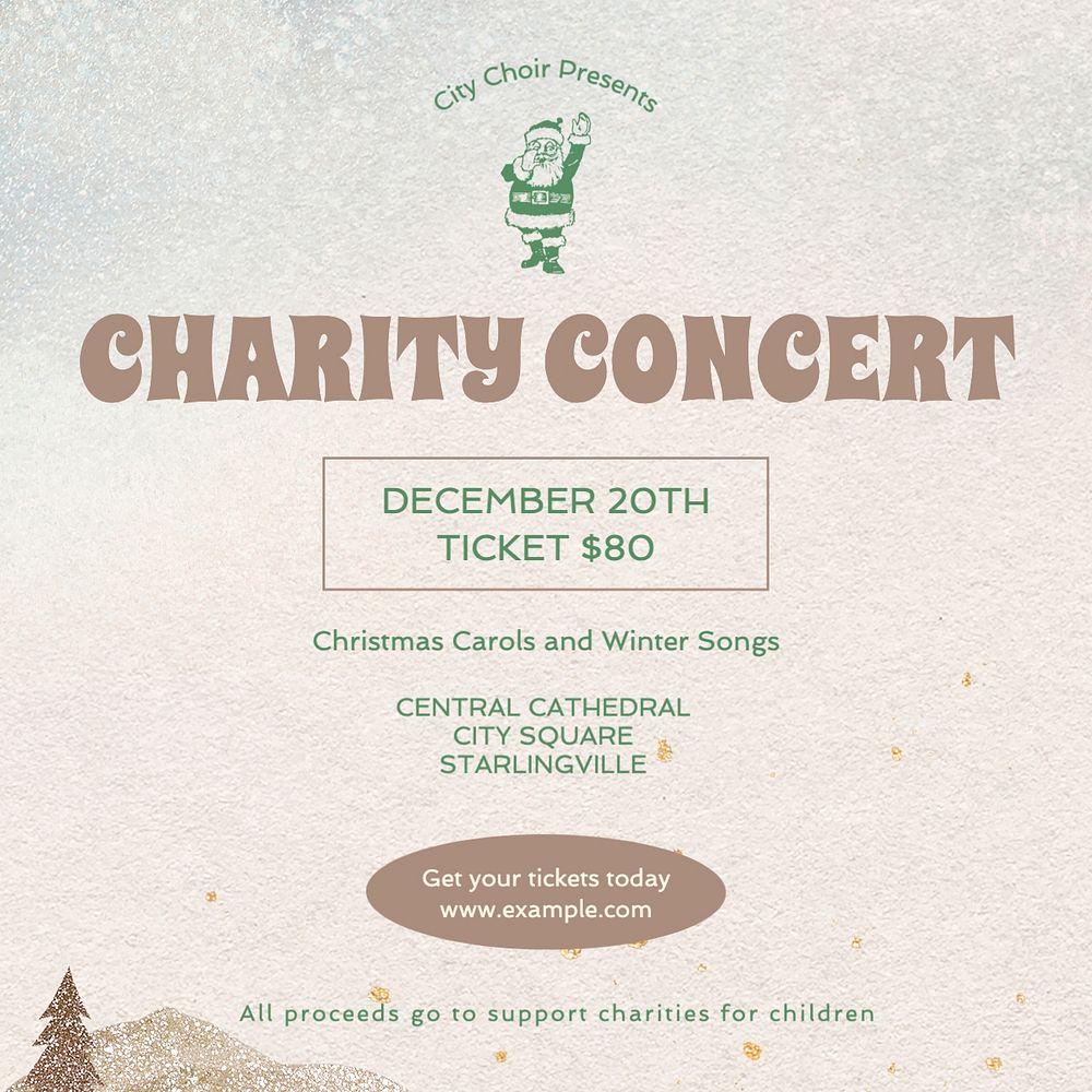 Charity concert Instagram post template, editable text