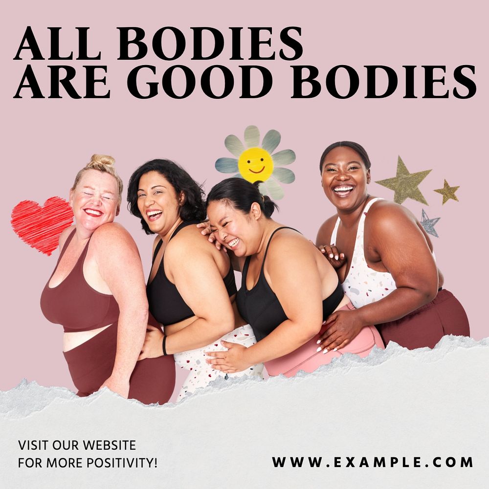 Body positivity Facebook post template, editable design