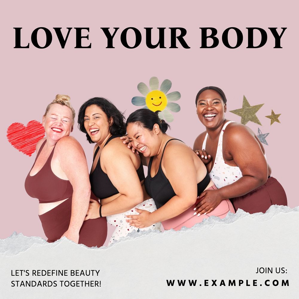 Body image Facebook post template, editable design