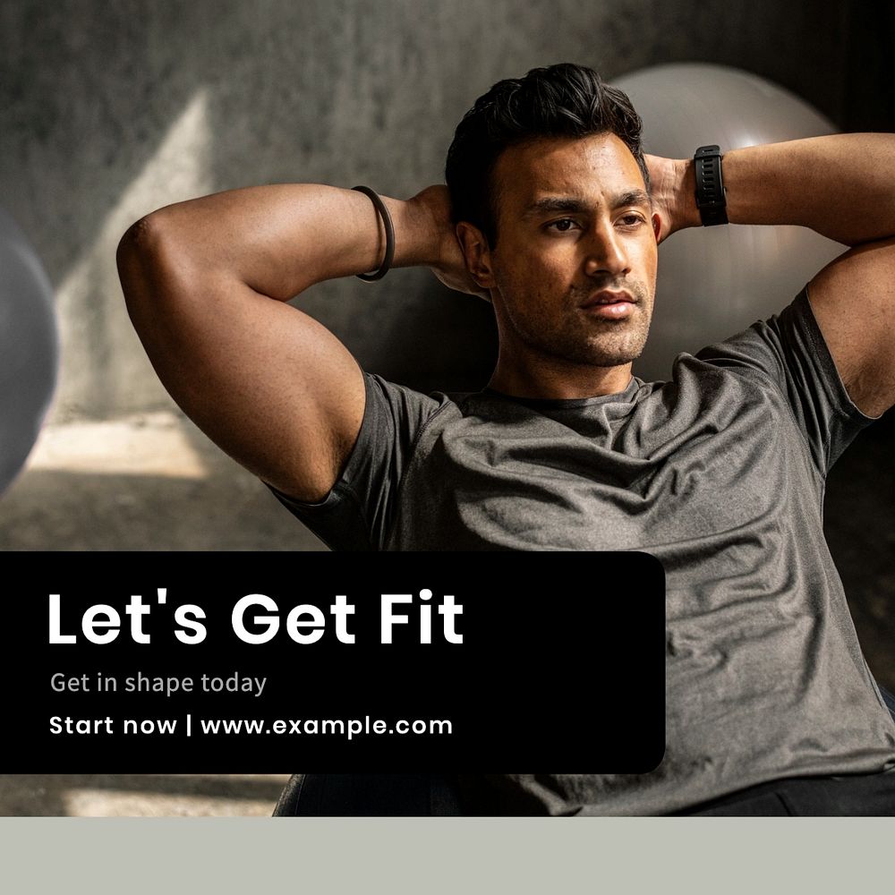 Get fit Instagram post template, editable text