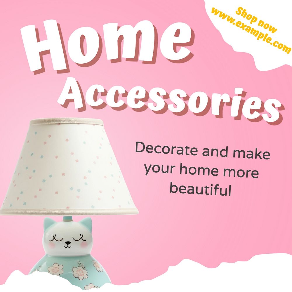 Home accessories Facebook post template, editable design