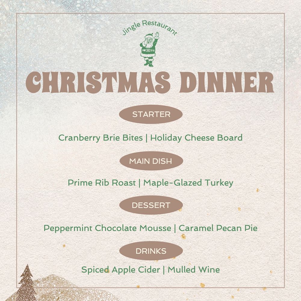 Christmas dinner Instagram post template, editable text