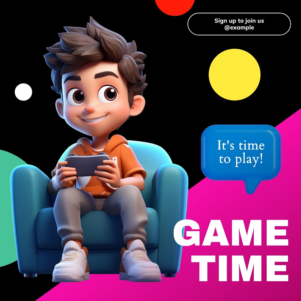 Game time Instagram post template, editable text