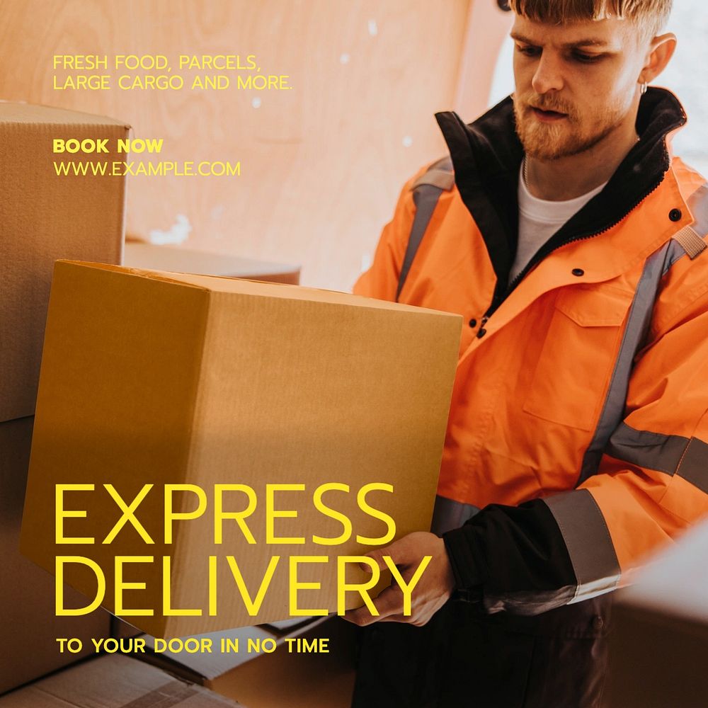 Express delivery Instagram post template, editable text