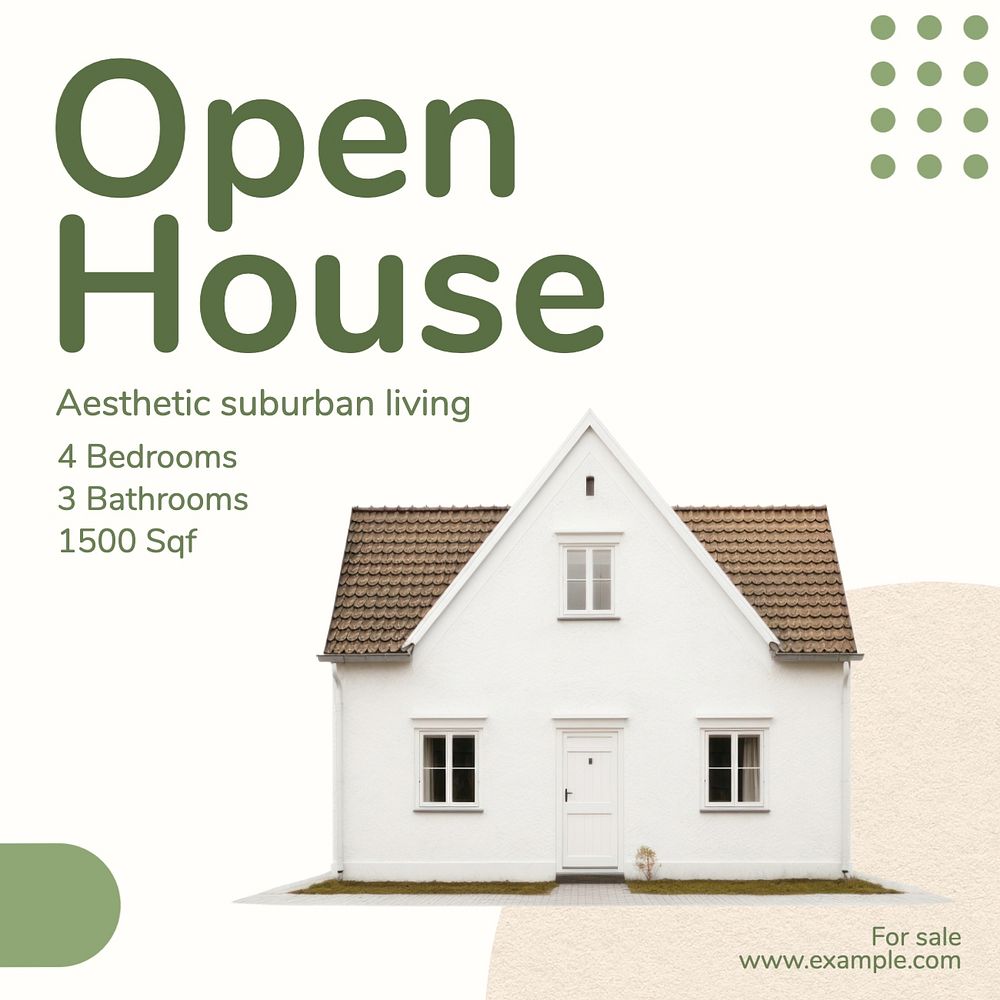 Open house Instagram post template, editable text