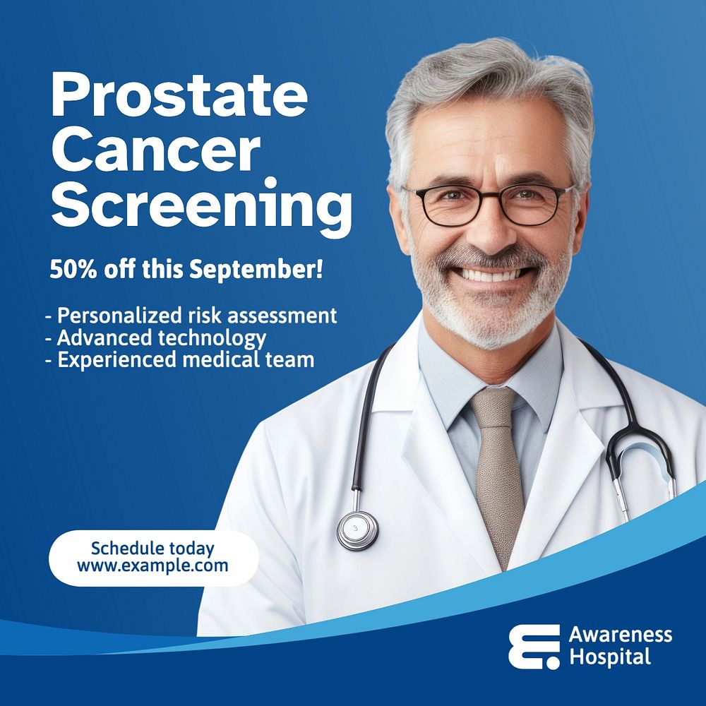 Prostate cancer Instagram post template, editable text