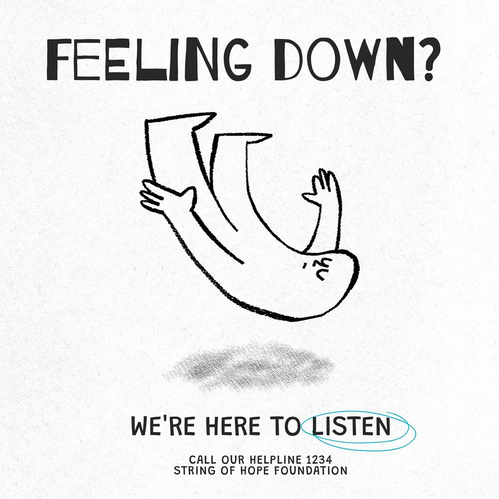 Feeling down Instagram post template, editable text