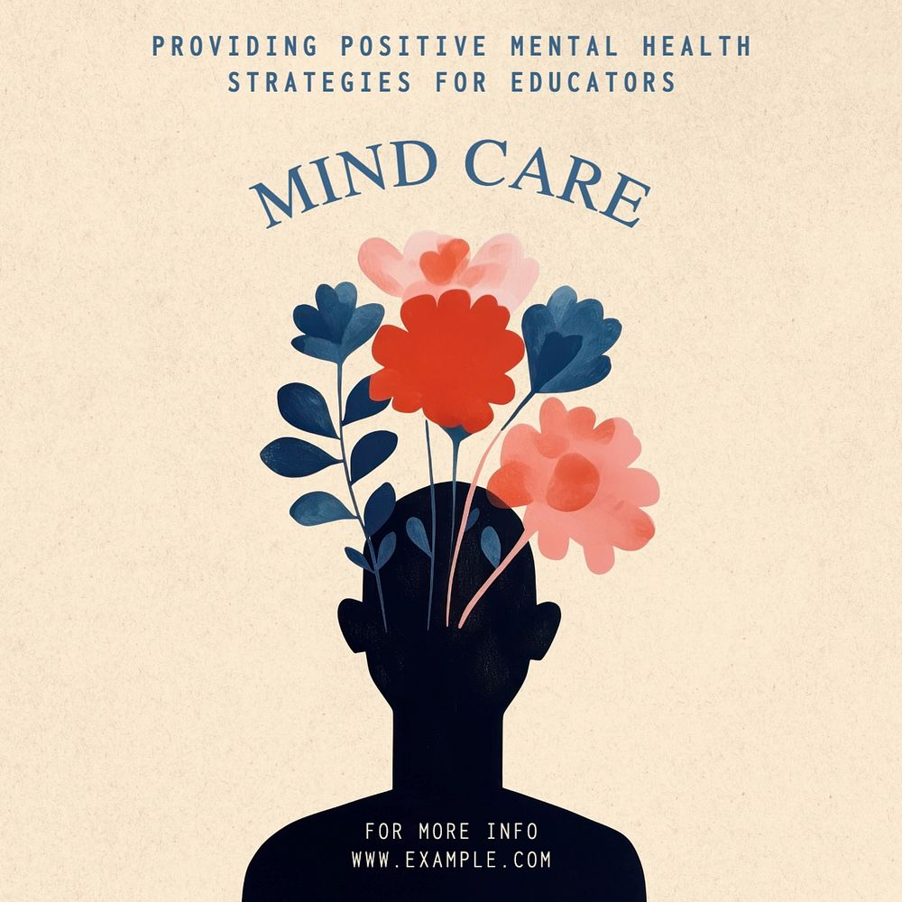 Mind care Instagram post template, editable text