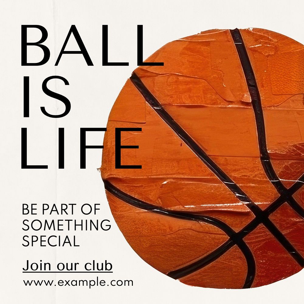 Basketball club Instagram post template, editable text