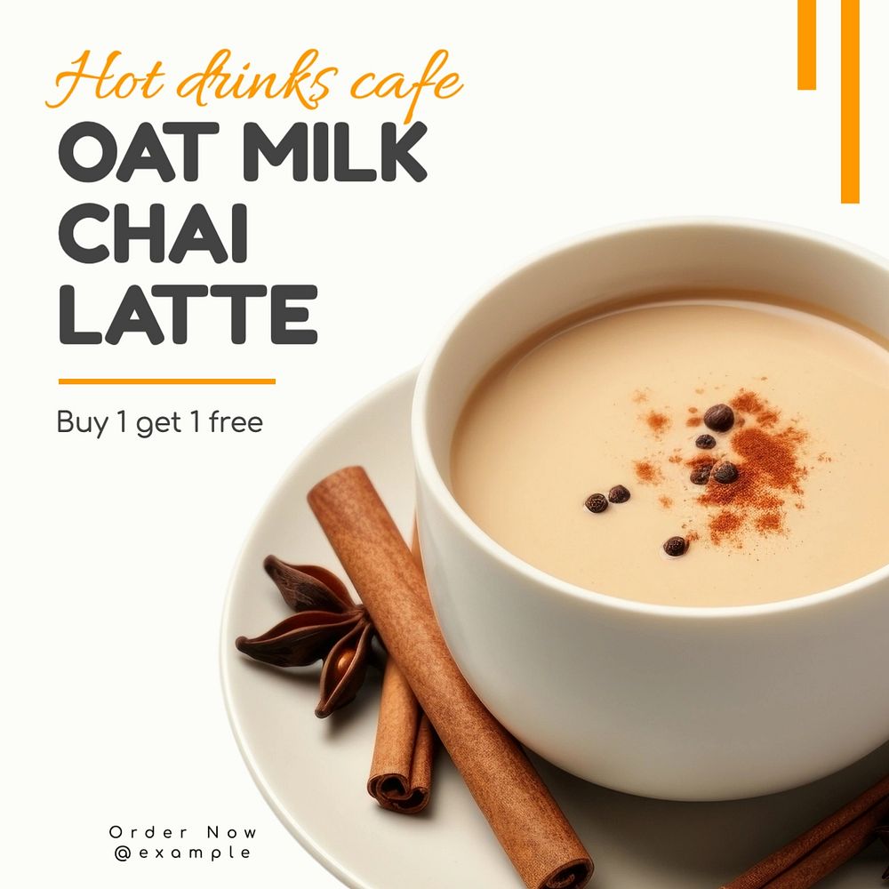 Chai latte Facebook post template, editable design