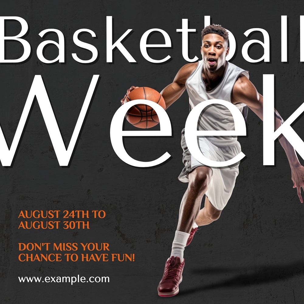 Basketball week Instagram post template, editable text