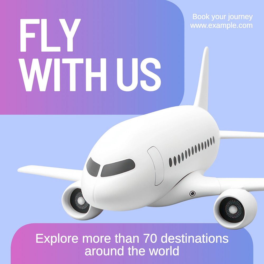 Fly with us Facebook post template, editable design