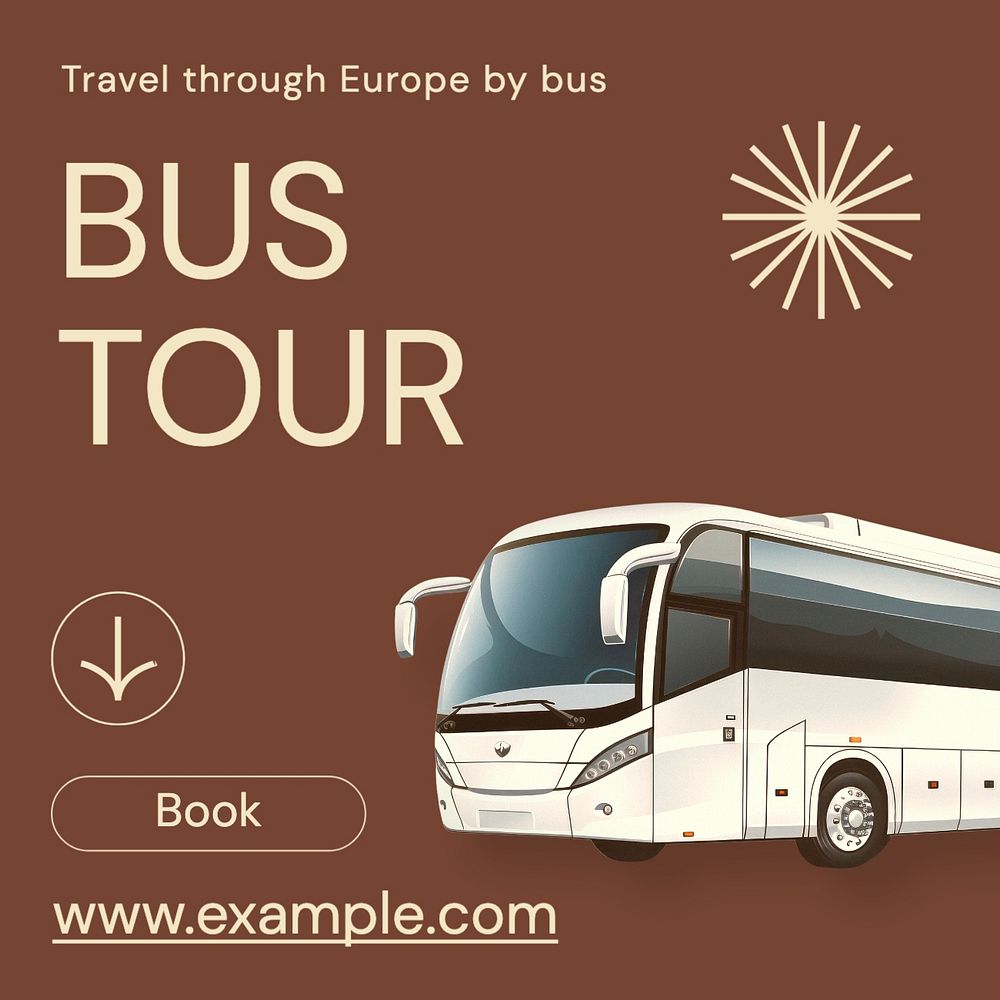 Bus tour Facebook post template, editable design