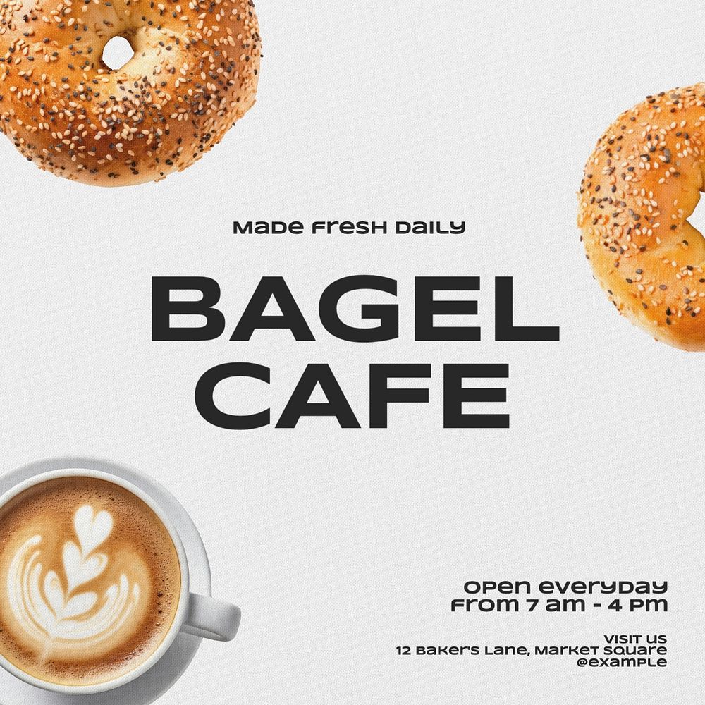 Bagel cafe Facebook post template, editable design