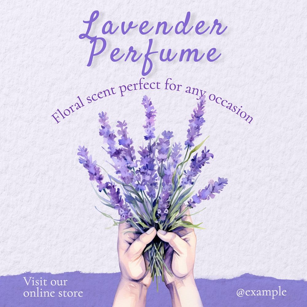 Lavender perfume Instagram post template, editable text