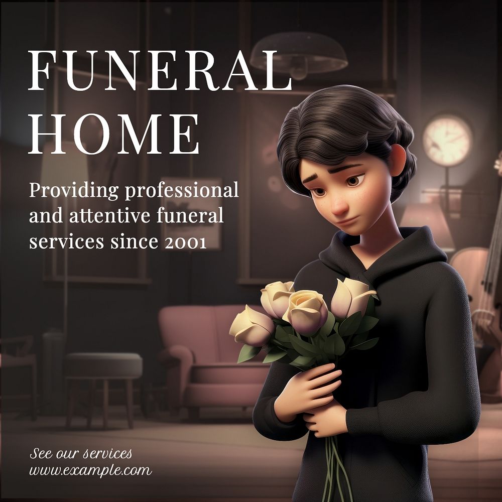 Funeral home Instagram post template, editable text