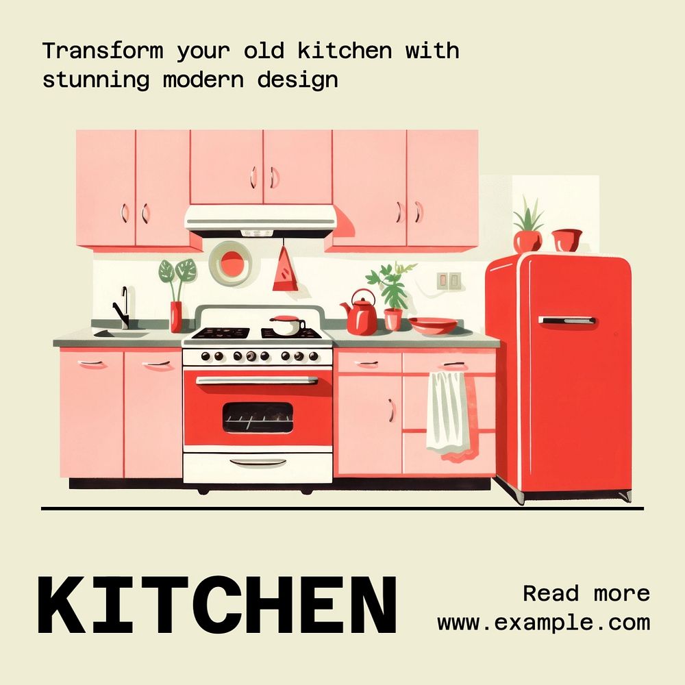 Kitchen Instagram post template, editable text