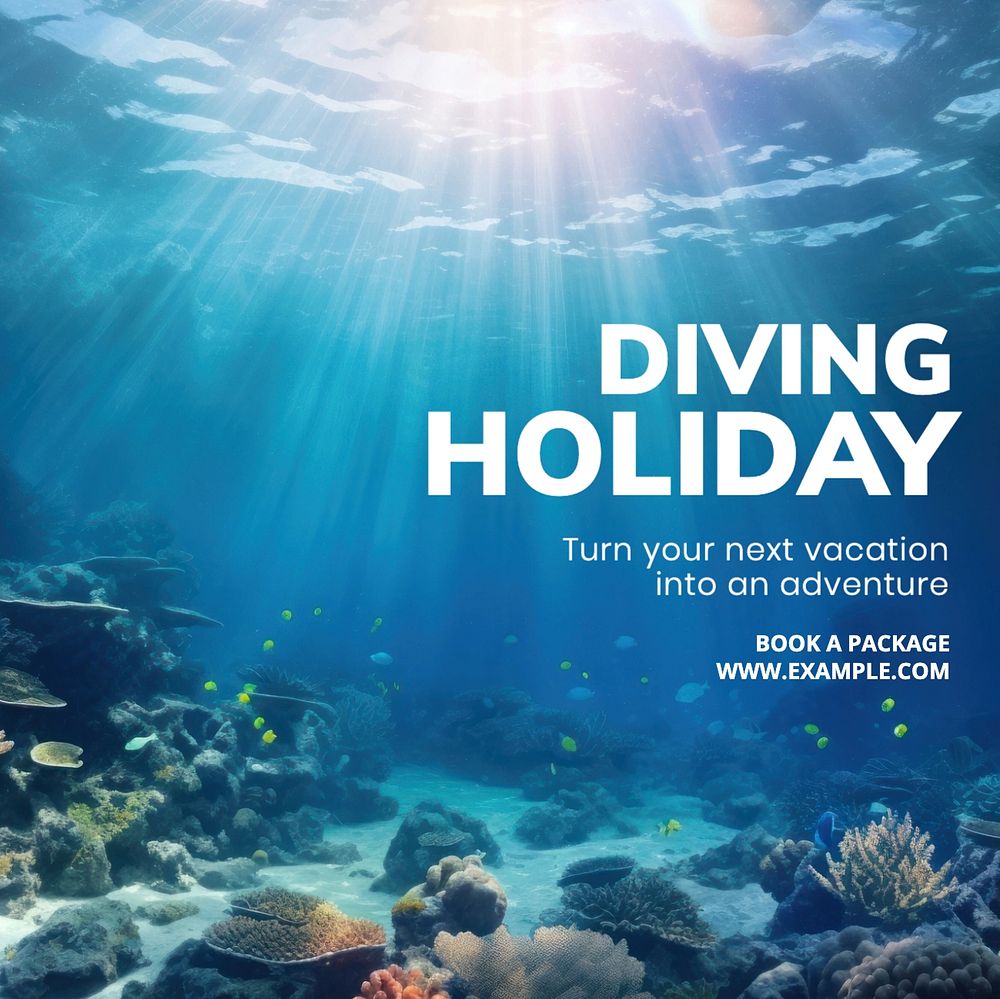 Diving holiday Instagram post template, editable text