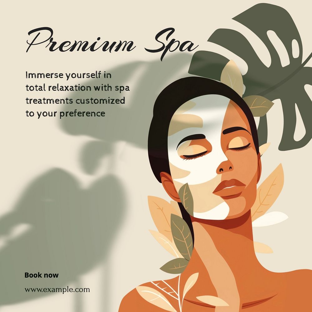 Premium spa Instagram post template, editable text