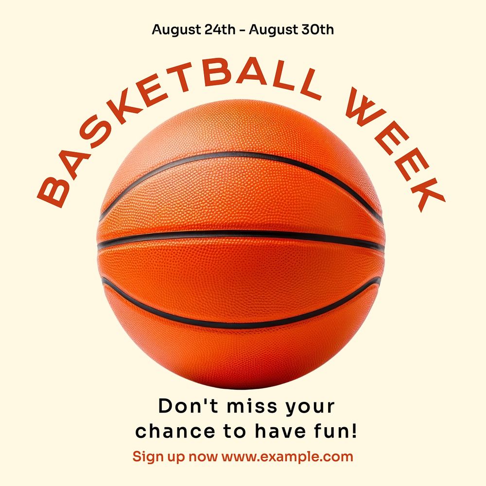 Basketball week Facebook post template, editable design