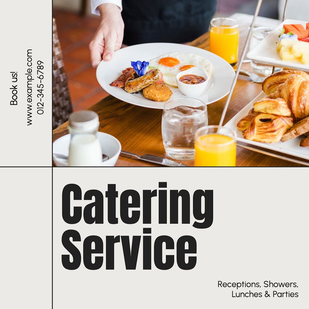 Catering service Facebook post template, editable design