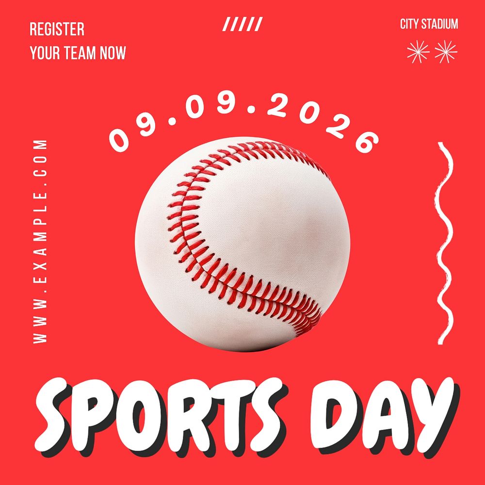 Sports day Instagram post template, editable text