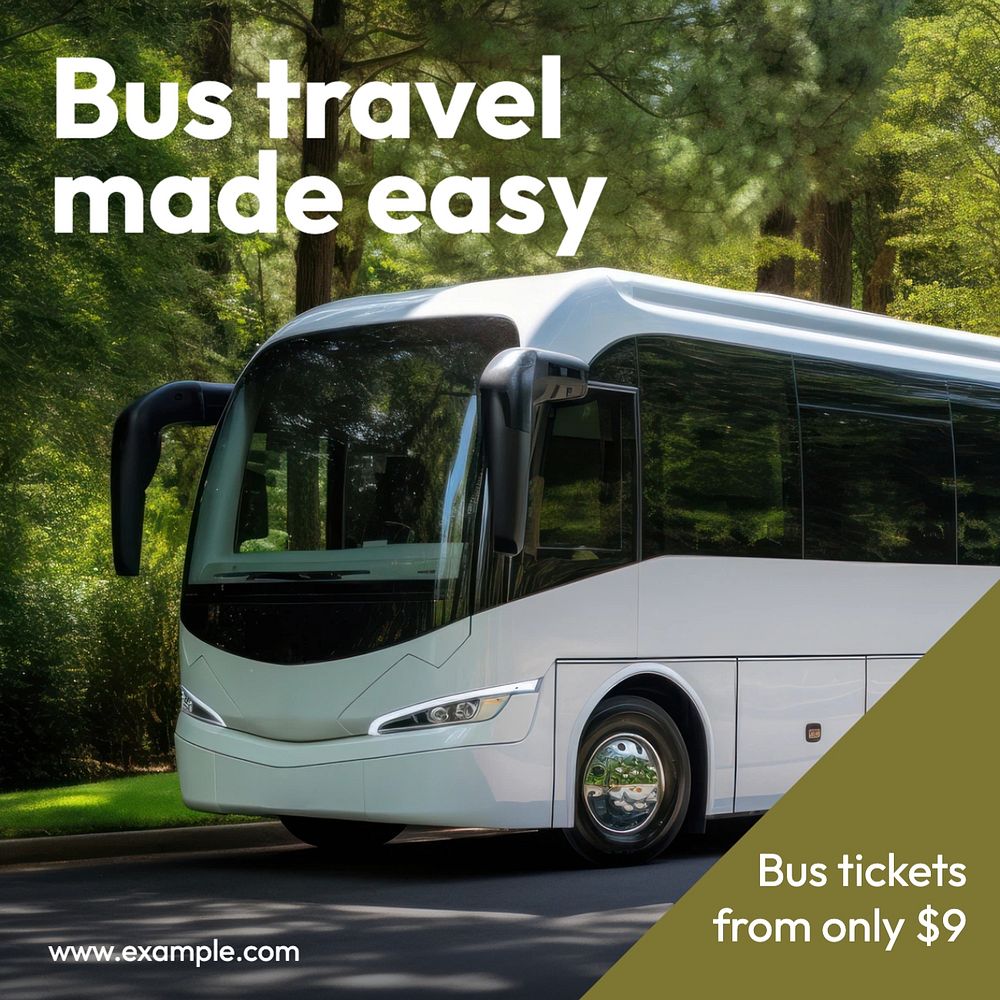 Travel by bus Facebook post template, editable design