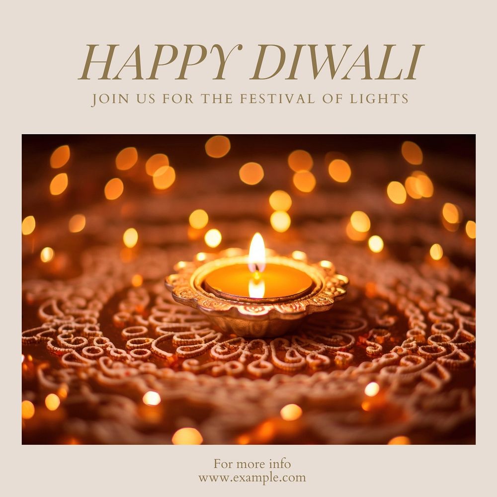 Happy Diwali Facebook post template, editable design