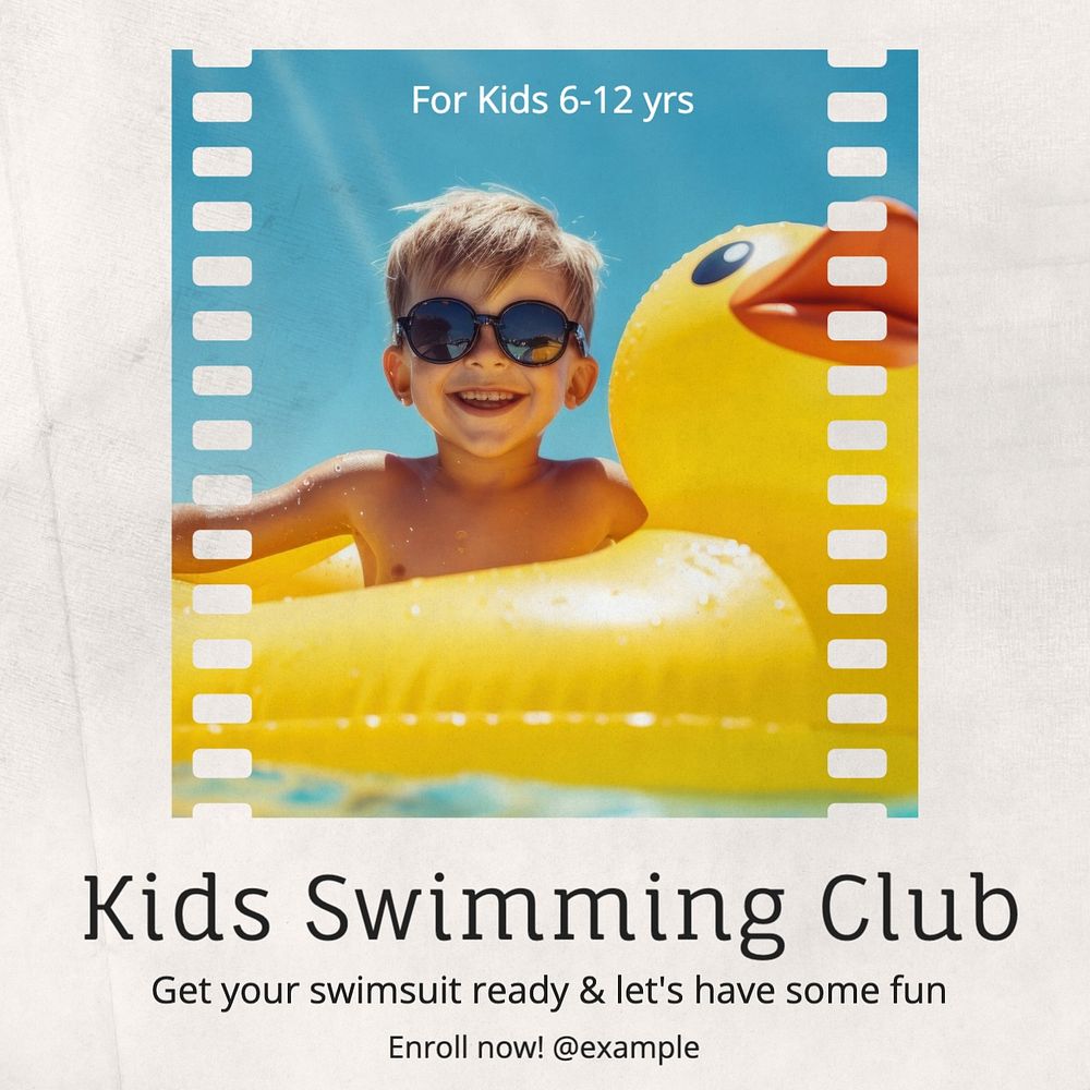 Swimming club Facebook post template, editable design