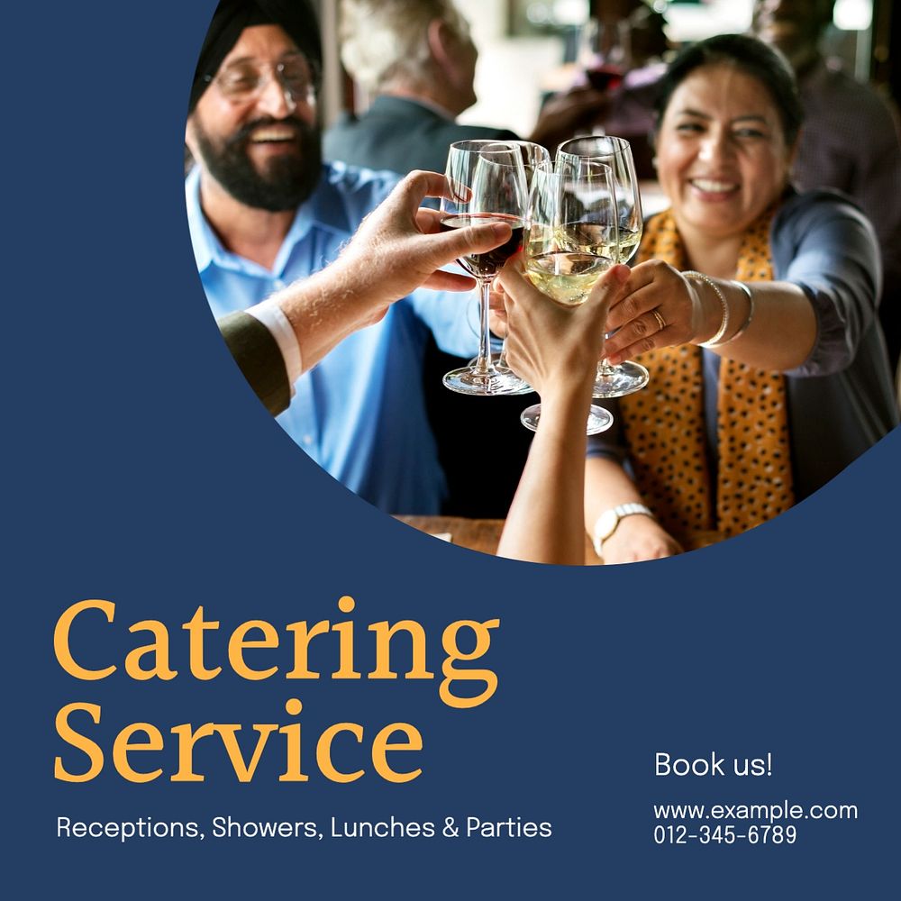 Catering service Facebook post template, editable design