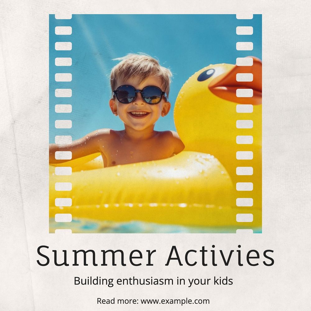 Summer activities Facebook post template, editable design