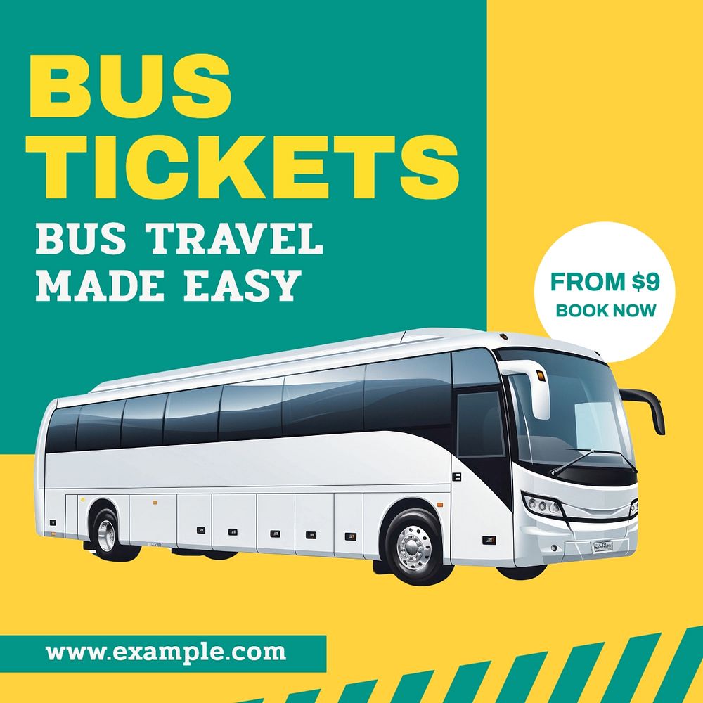 Bus tickets Facebook post template, editable design