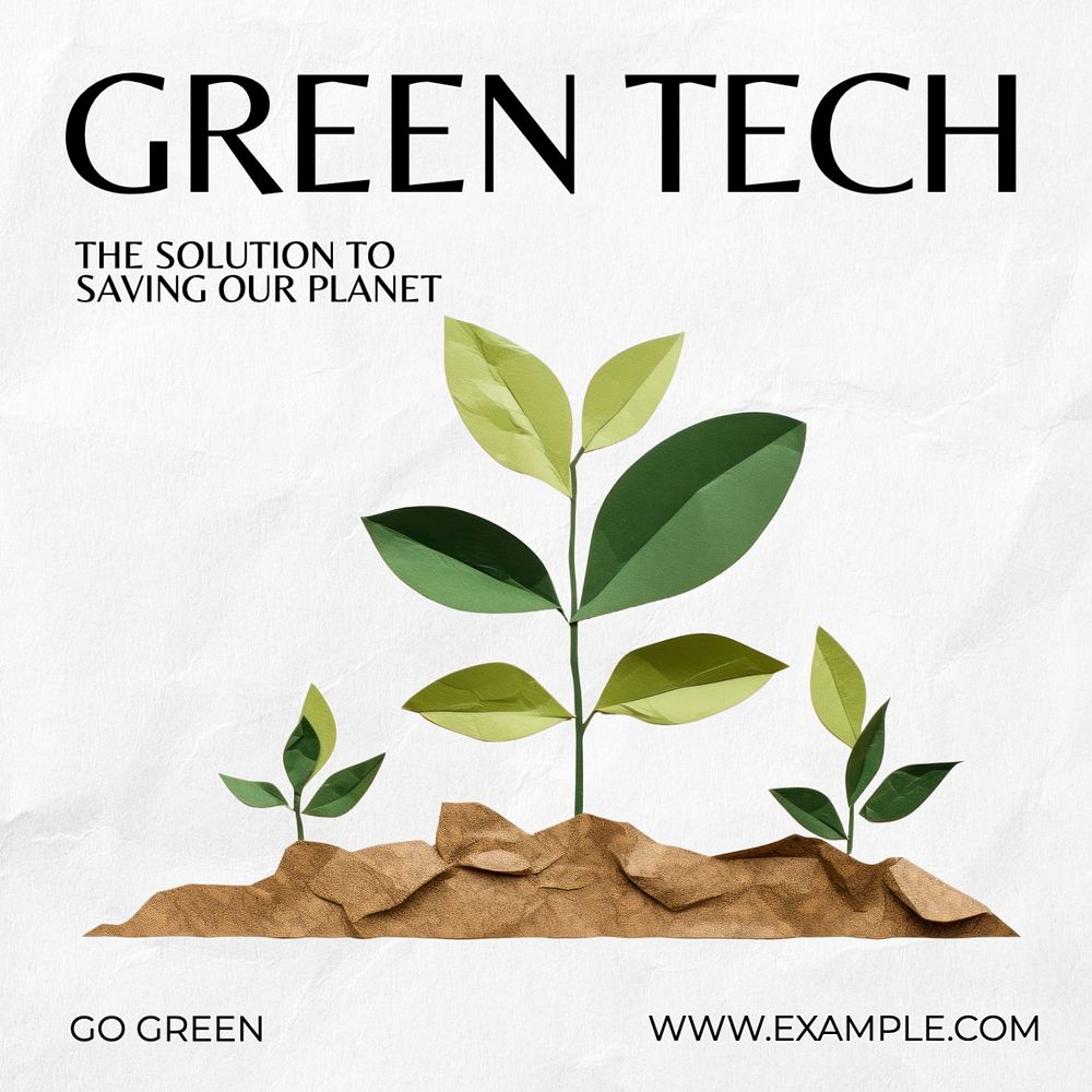 Green tech Instagram post template, editable text