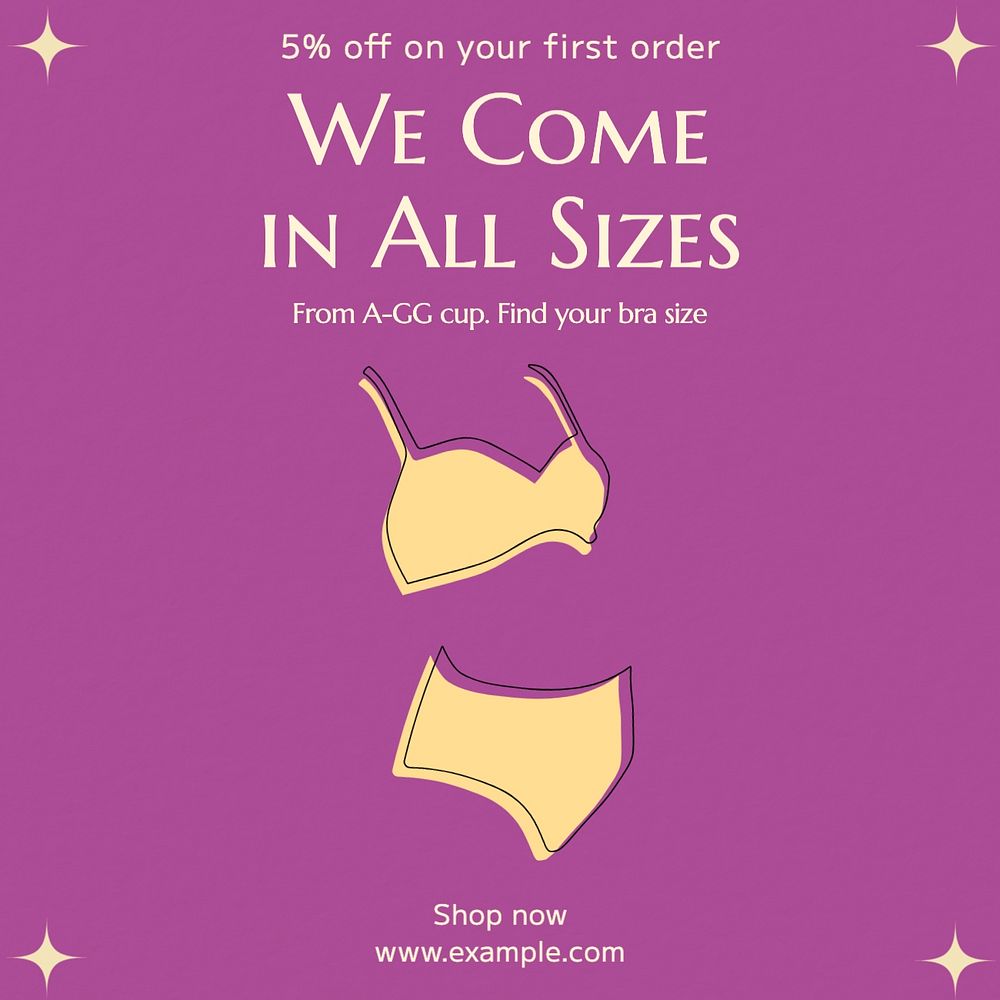 Bra shop Instagram post template, editable text