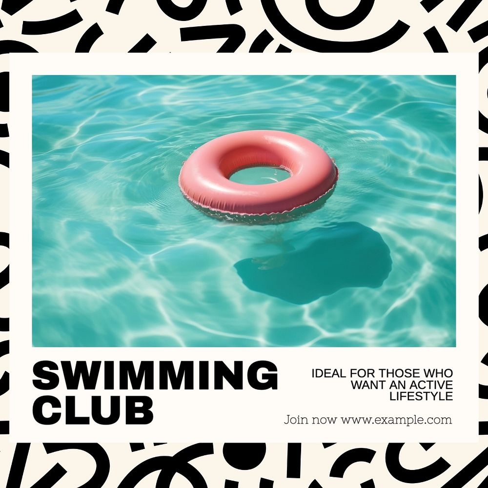 Swimming club Facebook post template, editable design