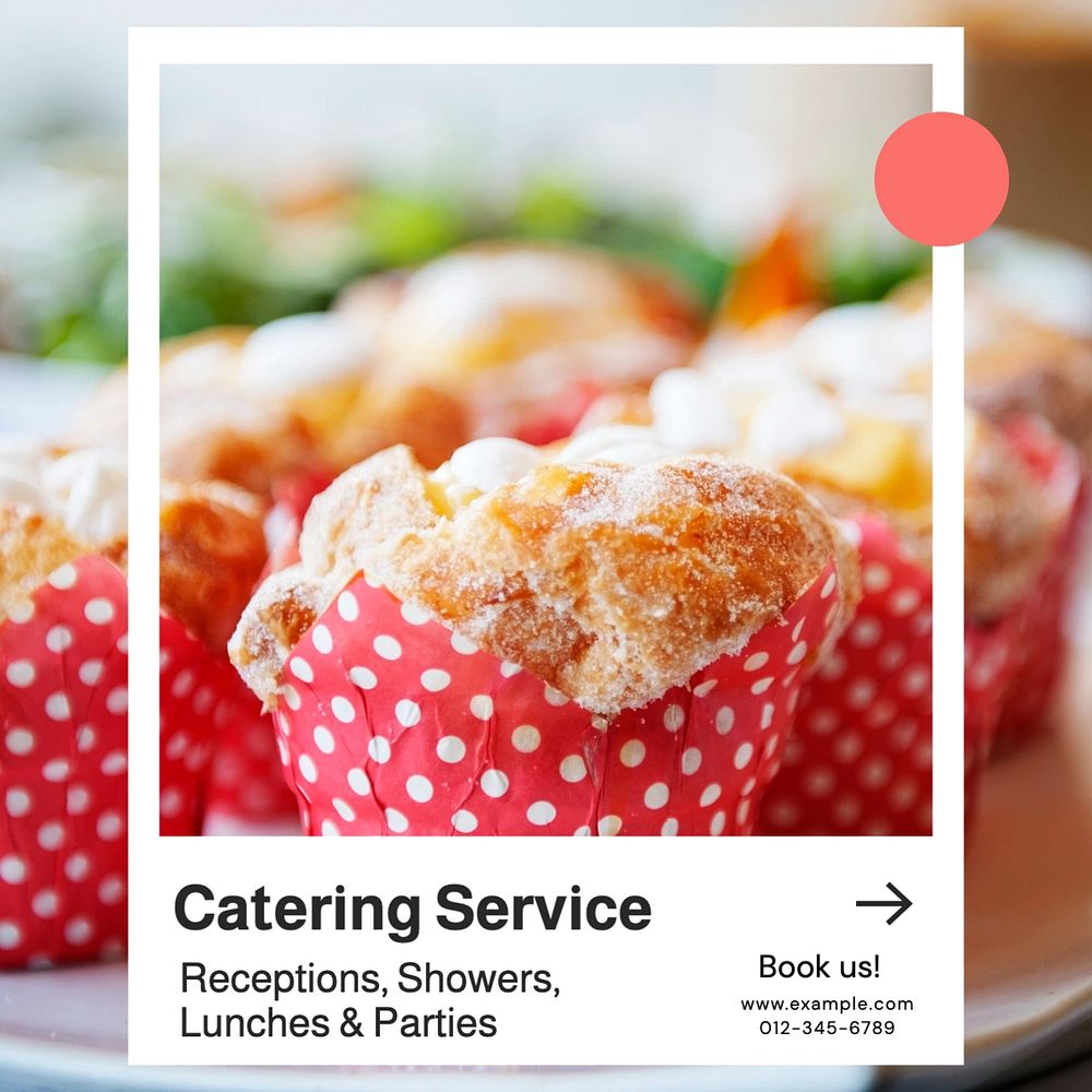 Catering service Instagram post template, editable text